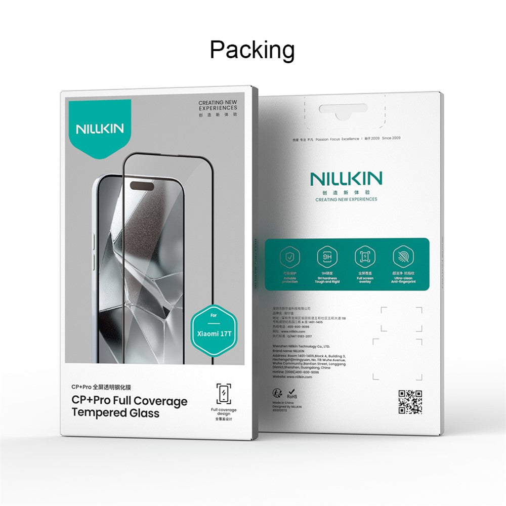 Película protetora de ecrã Nillkin CP+ Pro para Xiaomi 17T, Vidro Temperado, Cola Total, Preta