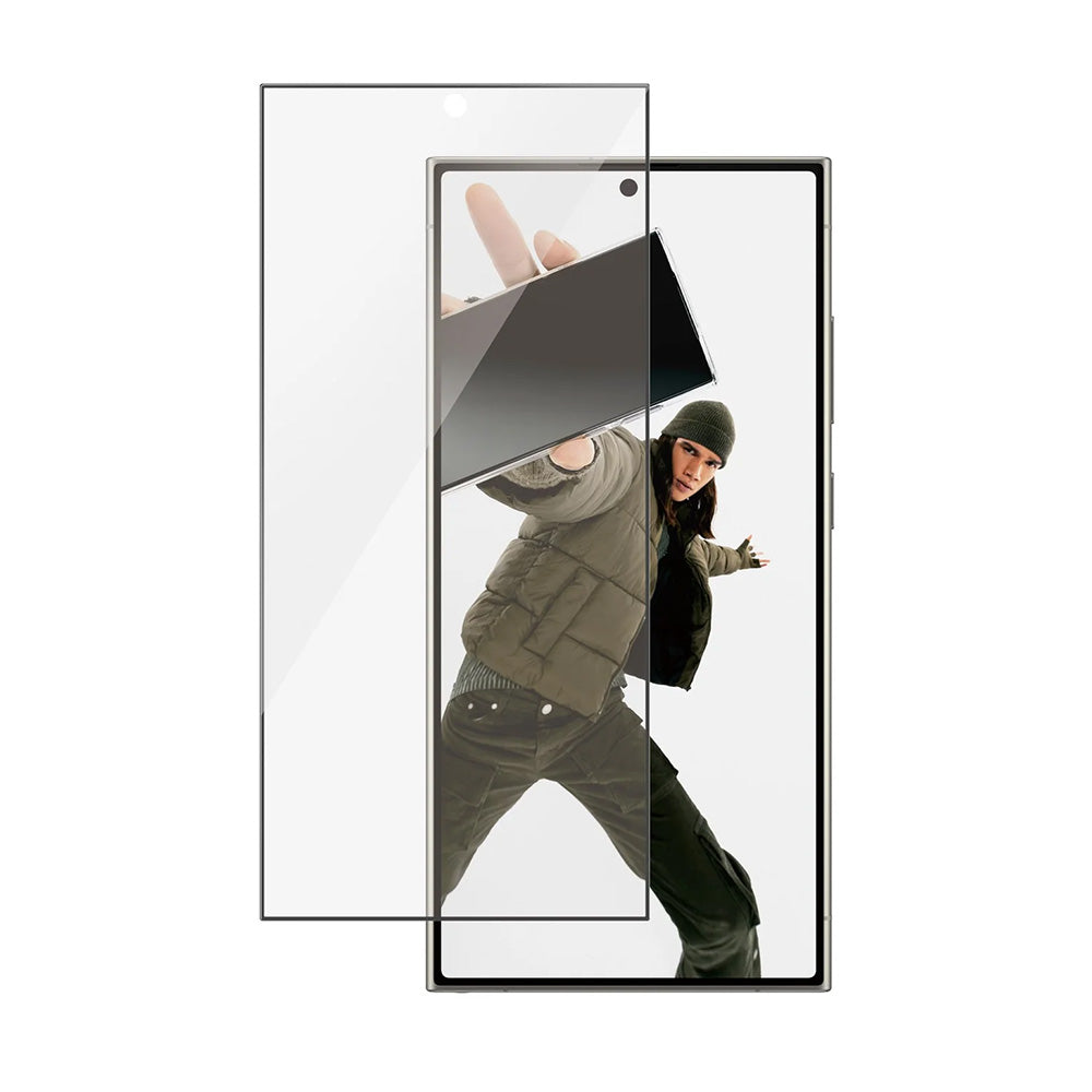 Película Protetora de Ecrã PanzerGlass Ultra-Wide Fit EasyAligner para Samsung Galaxy S24 Ultra S928, Vidro Temperado, Colagem Total, Preta