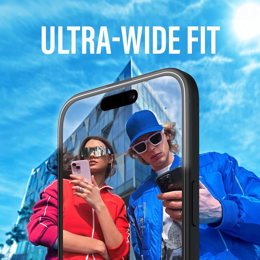 Película Protetora de Ecrã PanzerGlass Ultra-Wide Fit para Apple iPhone 16 / 15, Vidro Temperado, Full Glue, Preta