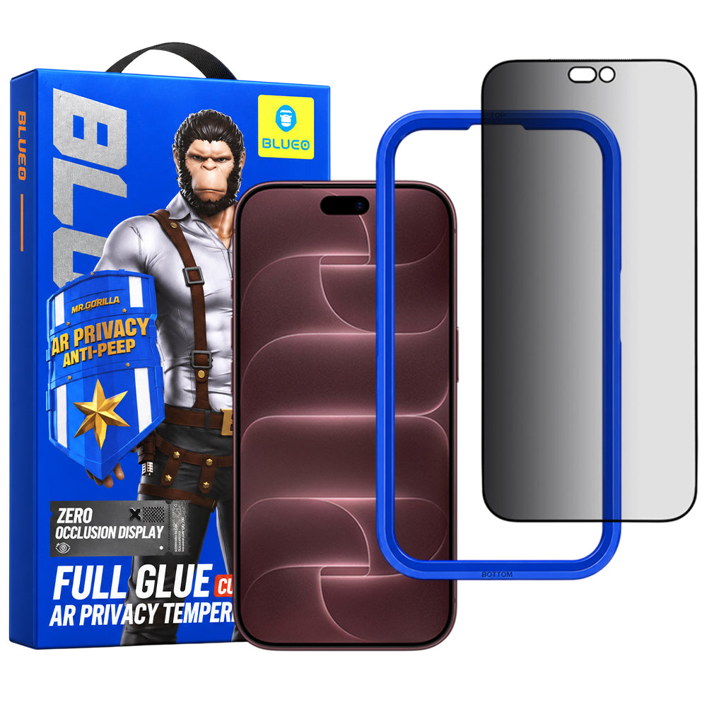 Película de Proteção de Ecrã Privacy Blueo Anti Peep AR para Apple iPhone 18 Pro Max, Vidro Temperado, Full Glue, 3D