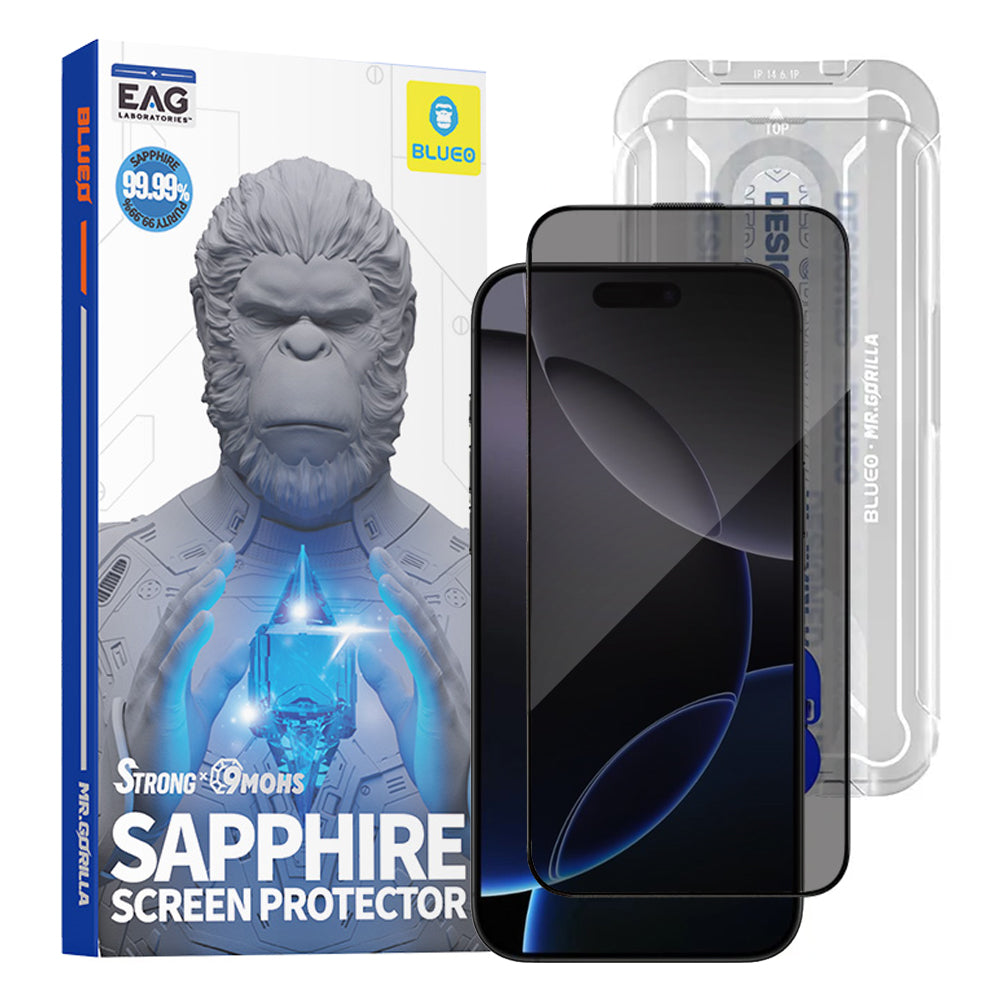 Película de Proteção Ecrã Privacy Blueo Sapphire Applicator Pro para Apple iPhone 17 Pro Max / 16 Pro Max, Vidro Temperado, Full Glue