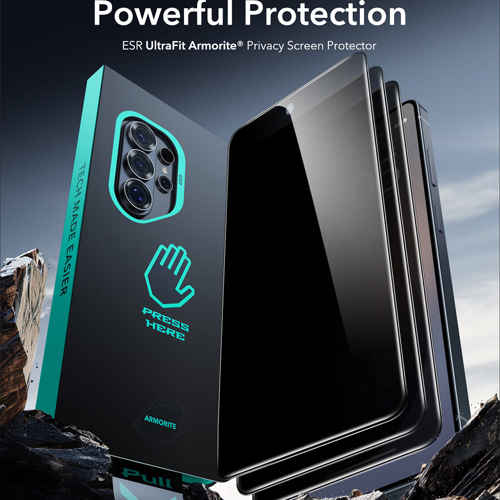 Película de Proteção Ecrã Privacy ESR Armorite para Samsung Galaxy S26 Ultra S948, Vidro Temperado, Cola Completa