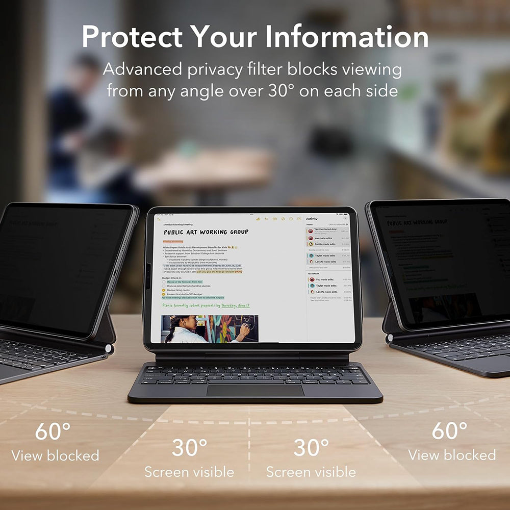 Película de Proteção Ecrã Privacy ESR Magnética para Apple iPad Pro 12.9 (2022) / Pro 12.9 (2021) / Pro 12.9 (2020), Plástico