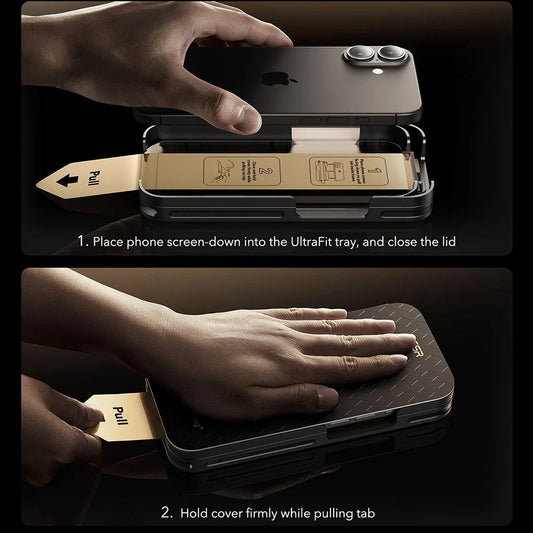 Película Protetora Ecran Privacy ESR UltraFit Armorite Pro para Apple iPhone 17 Pro Max, Vidro Temperado, Full Glue, Conjunto de 3 peças