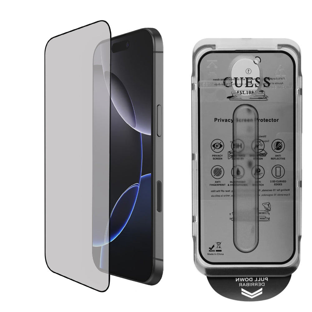 Película de Proteção de Ecrã Privacy Guess para Apple iPhone 16 Pro, Vidro Temperado, Full Glue, 2.5D