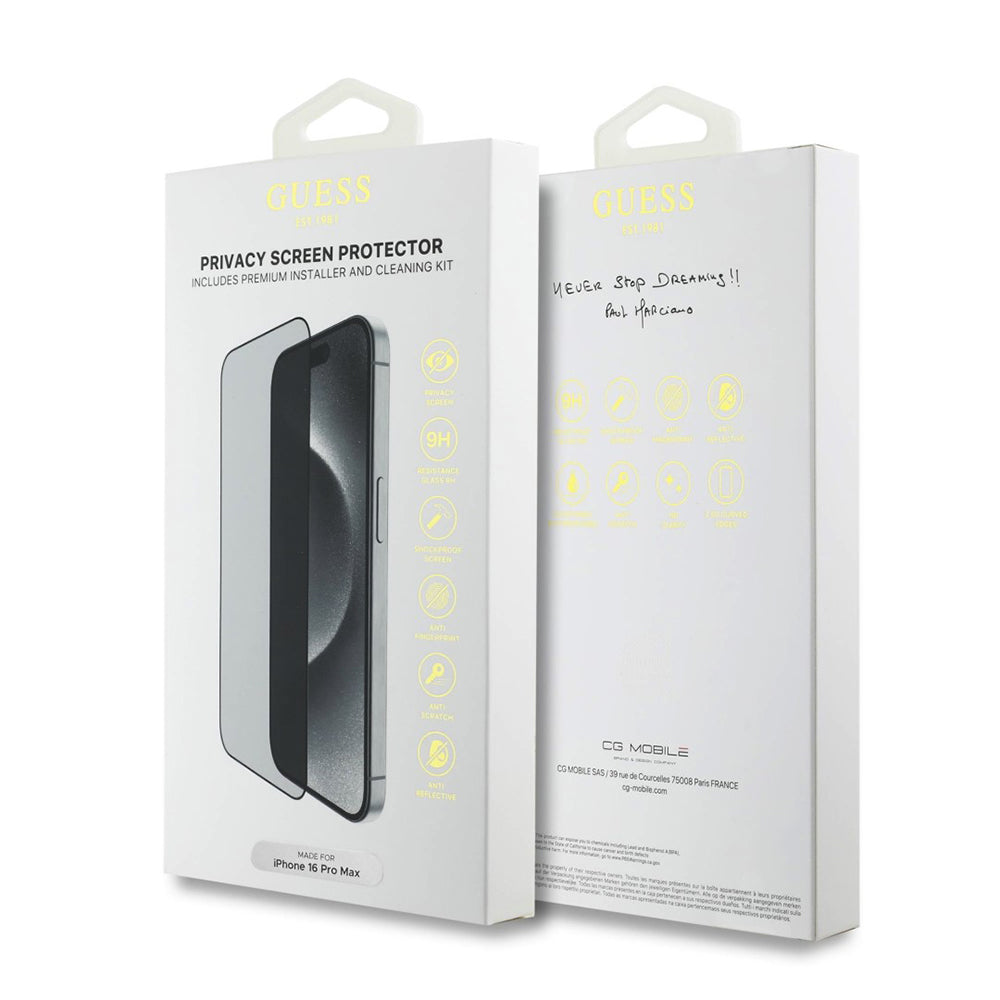Película de Proteção de Ecrã Privacy Guess para Apple iPhone 16 Pro, Vidro Temperado, Full Glue, 2.5D