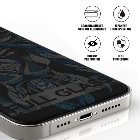 Película de Proteção de Ecrã Privacy Lito D+ Max 300C para Apple iPhone 17 / 16 Pro, Vidro Temperado, Full Glue