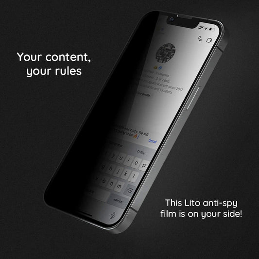 Película protetora de ecrã Privacy Lito HD Pro para Apple iPhone 15 Plus, Vidro Temperado, Cola Total