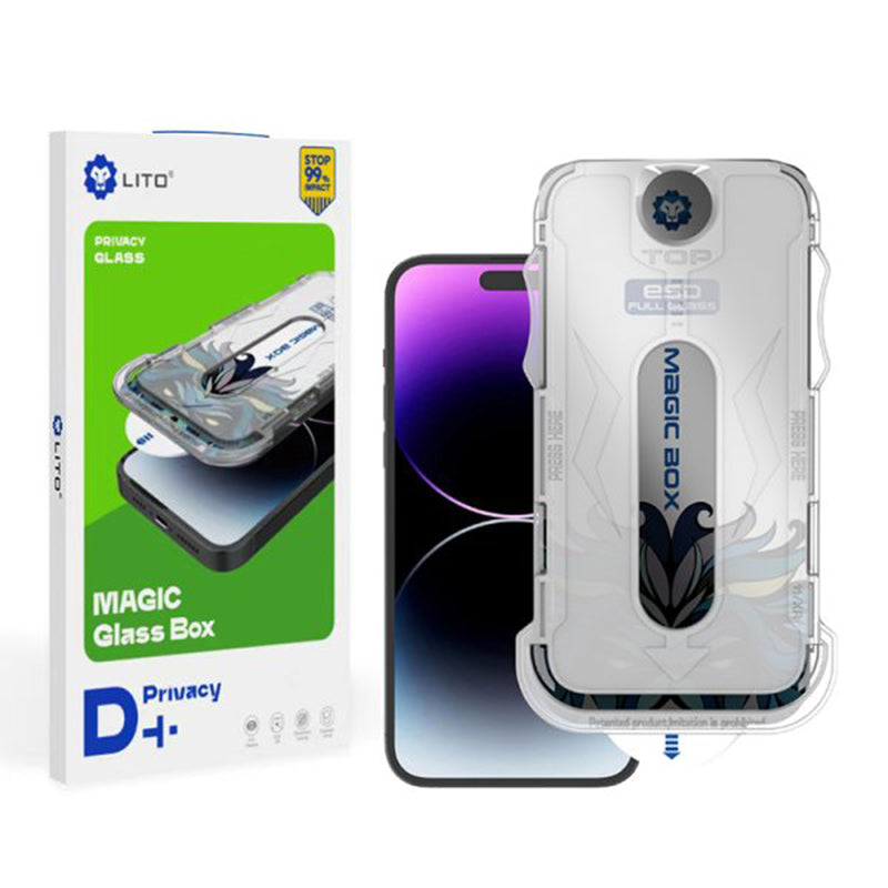 Película protetora de ecrã Privacy Lito Magic Glass Box D+ Tools para Apple iPhone 15, Vidro Temperado, Cola Total