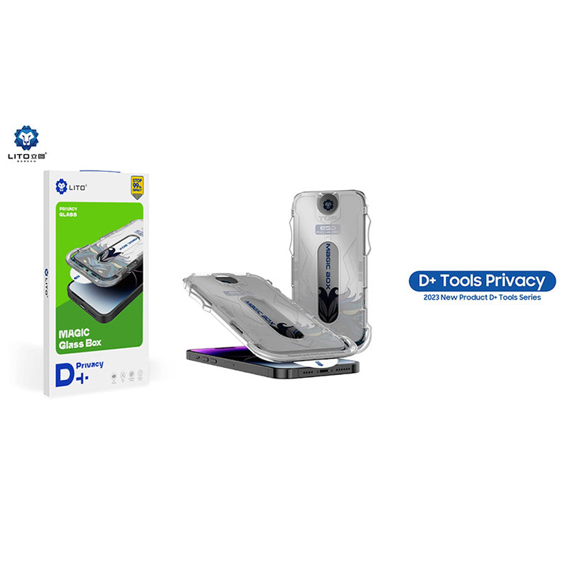 Película protetora de ecrã Privacy Lito Magic Glass Box D+ Tools para Apple iPhone 15, Vidro Temperado, Cola Total