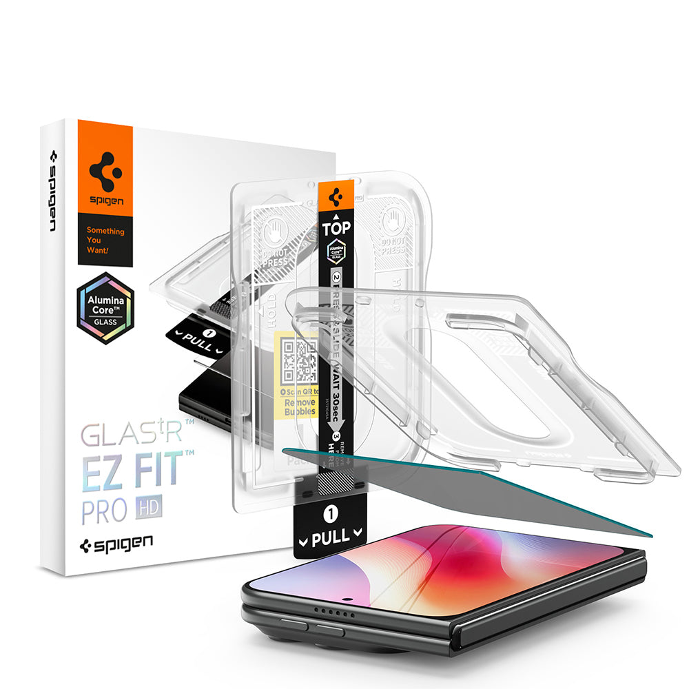 Película protetora Ecrã Exterior Privacy Spigen GlastR EZ FIT Pro HD para Apple iPhone Duo, Vidro Temperado, Cola Total AGL12016