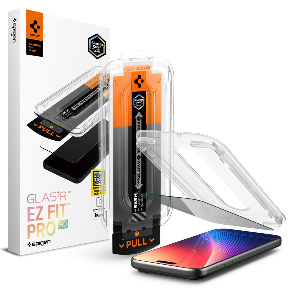 Película de Proteção de Ecrã Privacy Spigen GlastR EZ FIT Pro para Apple iPhone 17 Pro Max / 16 Pro Max, Vidro Temperado, Full Glue AGL10096