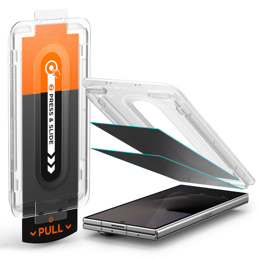 Película protetora de Ecrã Exterior Privacy Spigen GlastR EZ FIT Pro para Samsung Galaxy Z Fold8 Ultra F976, Vidro Temperado, Cola Total, Conjunto de 2 peças