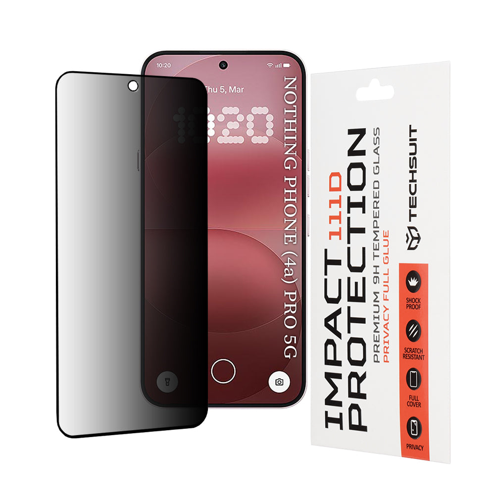 Privacy Techsuit Screen Protector for Nothing Phone (4a) Pro, Tempered Glass, Full Glue, 111D