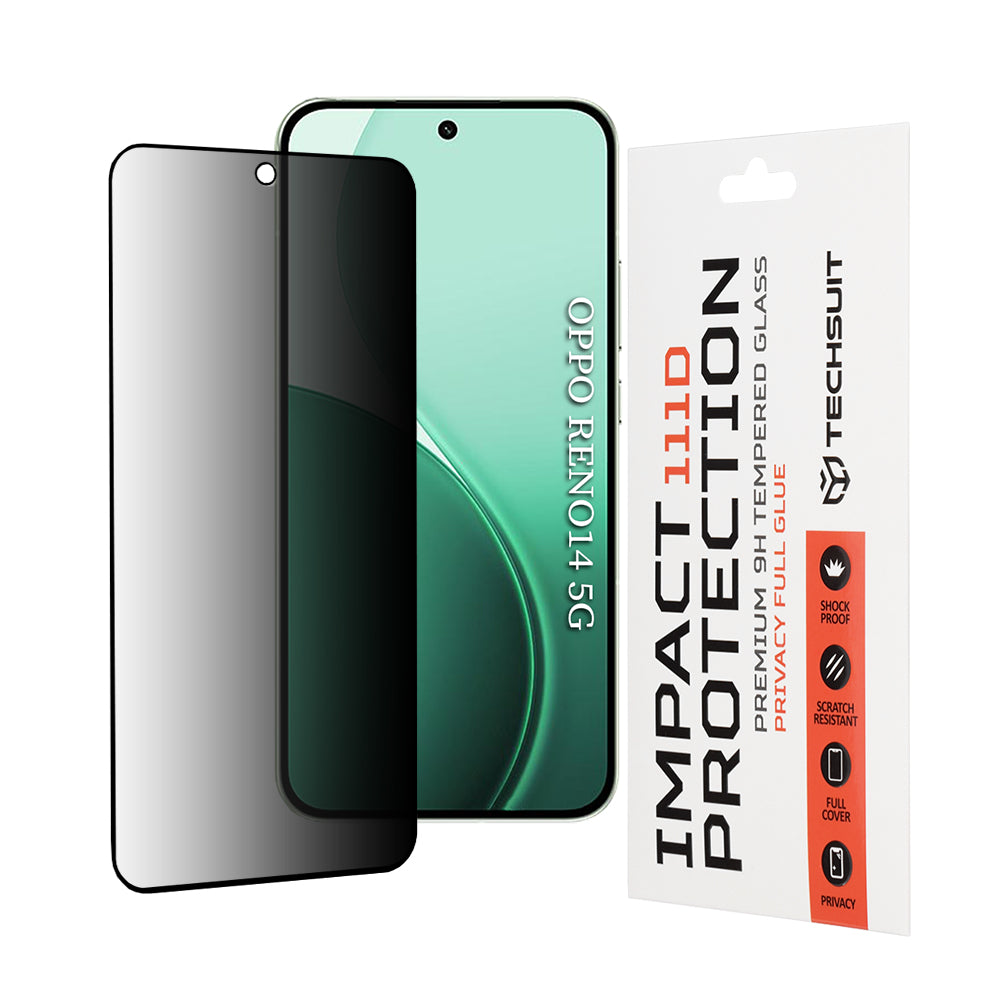 Película de Proteção de Ecrã Privacy Techsuit para Oppo Reno14, Vidro Temperado, 111D