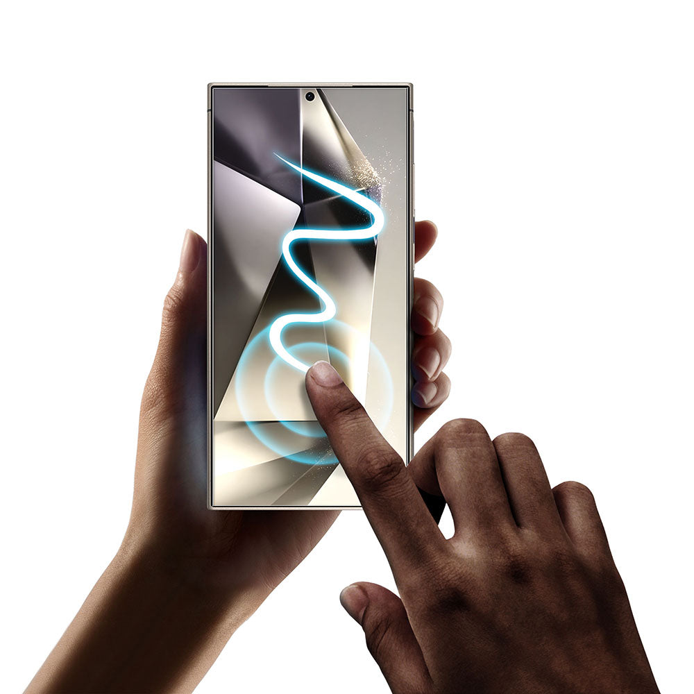 Película protetora de ecrã Privacy Techsuit TitanGlass CrystalHD para Samsung Galaxy S24 Ultra S928, Vidro de Segurança, Cola Total, Conjunto de 2 peças