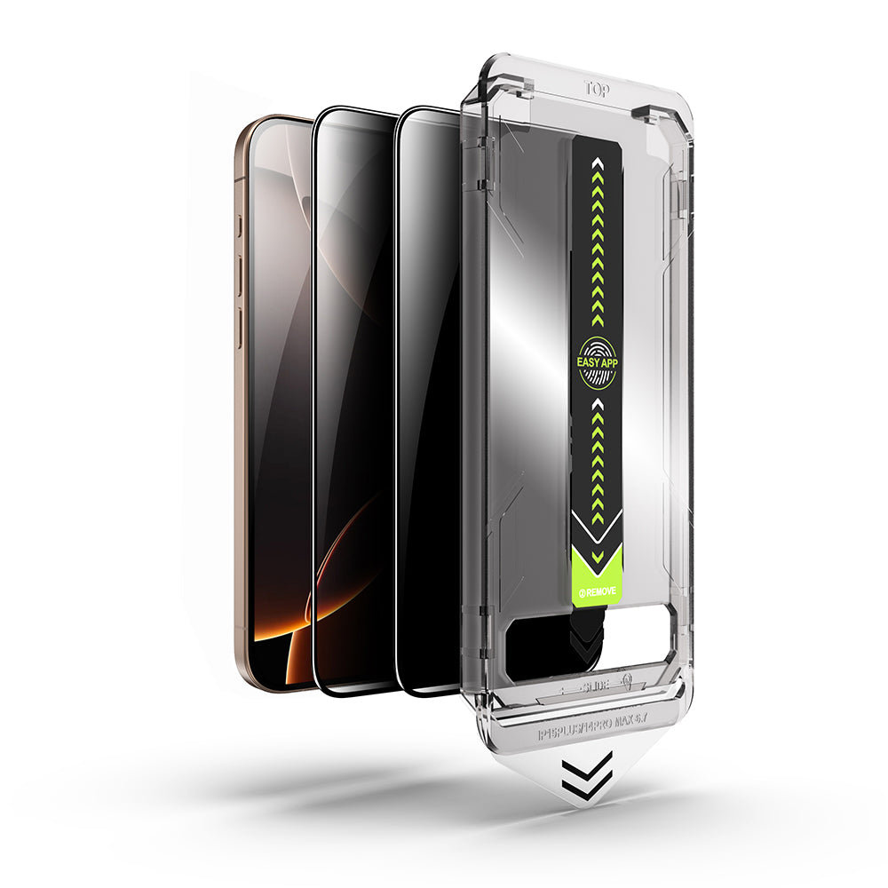 Película protetora de ecrã Privacy Techsuit TitanGlass para Apple iPhone 15 Pro, Vidro Temperado, Cola Total, Conjunto de 2 unidades