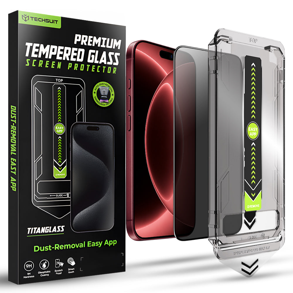 Privacy Screen Protector Techsuit TitanGlass for Apple iPhone 18 Pro Max, Tempered Glass, Full Glue