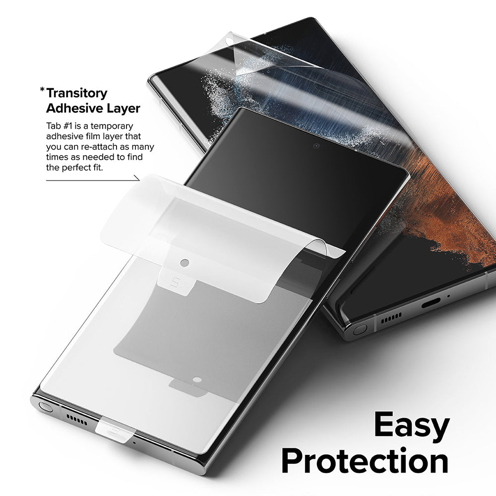 Película Protetora de Ecrã Ringke Dual Easy para Samsung Galaxy S22 Ultra 5G S908, Plástico, Conjunto de 2 peças