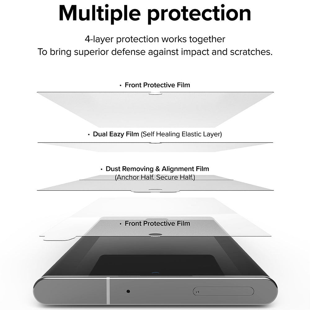 Película Protetora de Ecrã Ringke Dual Easy para Samsung Galaxy S22 Ultra 5G S908, Plástico, Conjunto de 2 peças