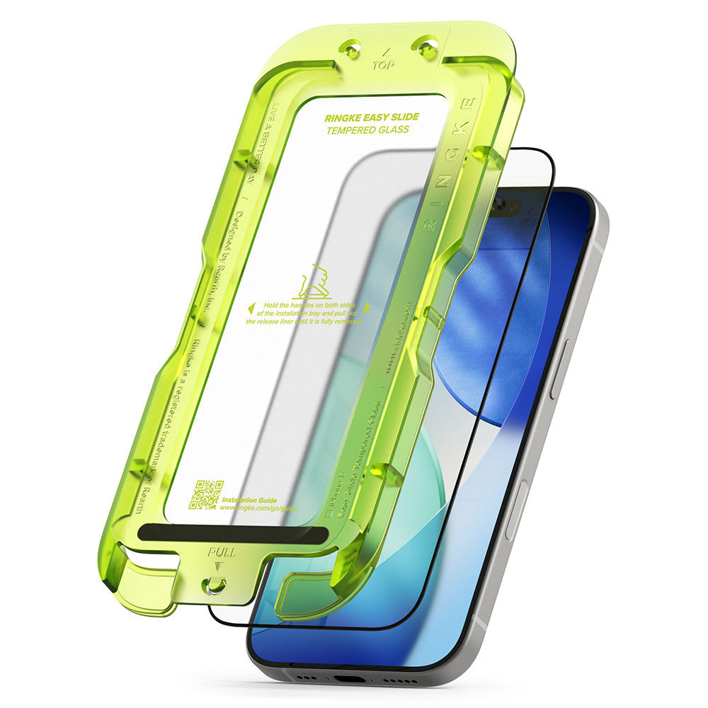 Película protetora de ecrã Ringke Easy Slide para Apple iPhone 17 Pro, Vidro Temperado, Cola Total, Conjunto de 2 unidades