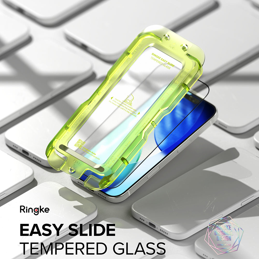 Película protetora de ecrã Ringke Easy Slide para Apple iPhone 17 Pro, Vidro Temperado, Cola Total, Conjunto de 2 unidades