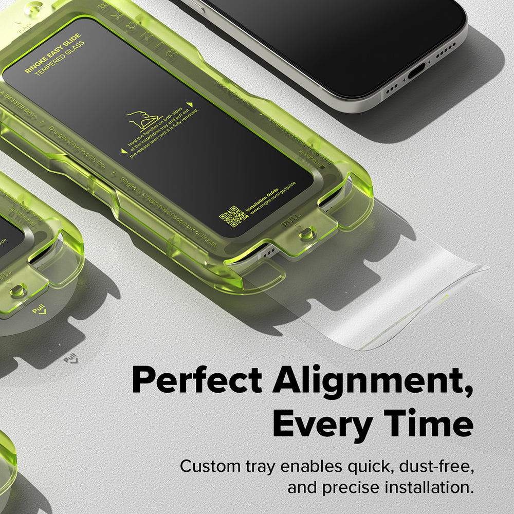 Película protetora de ecrã Ringke Easy Slide para Apple iPhone 17 Pro, Vidro Temperado, Cola Total, Conjunto de 2 unidades