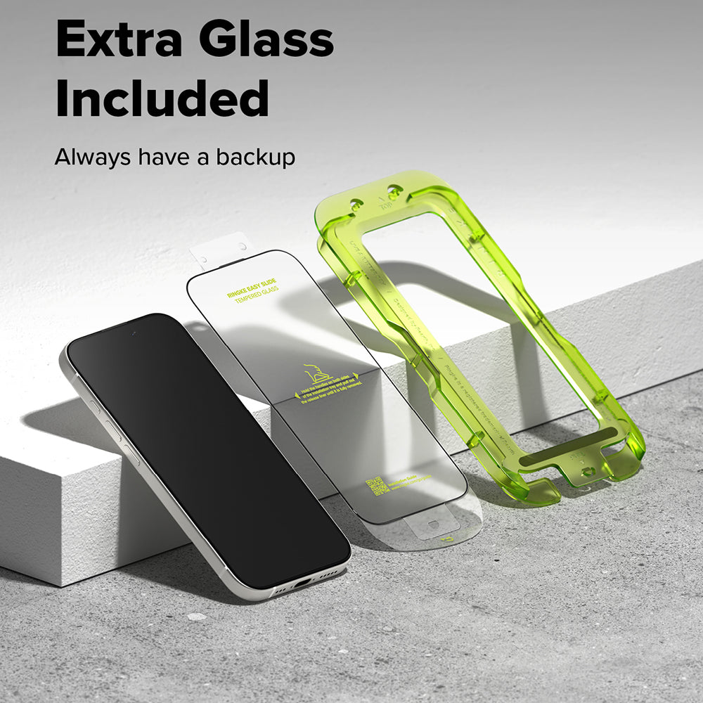Película protetora de ecrã Ringke Easy Slide para Apple iPhone 17 Pro, Vidro Temperado, Cola Total, Conjunto de 2 unidades