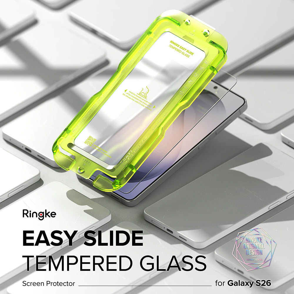 Película Protetora de Ecrã Ringke Easy Slide para Samsung Galaxy S26 S942, Vidro Temperado, Colagem Total, Conjunto de 2 Peças