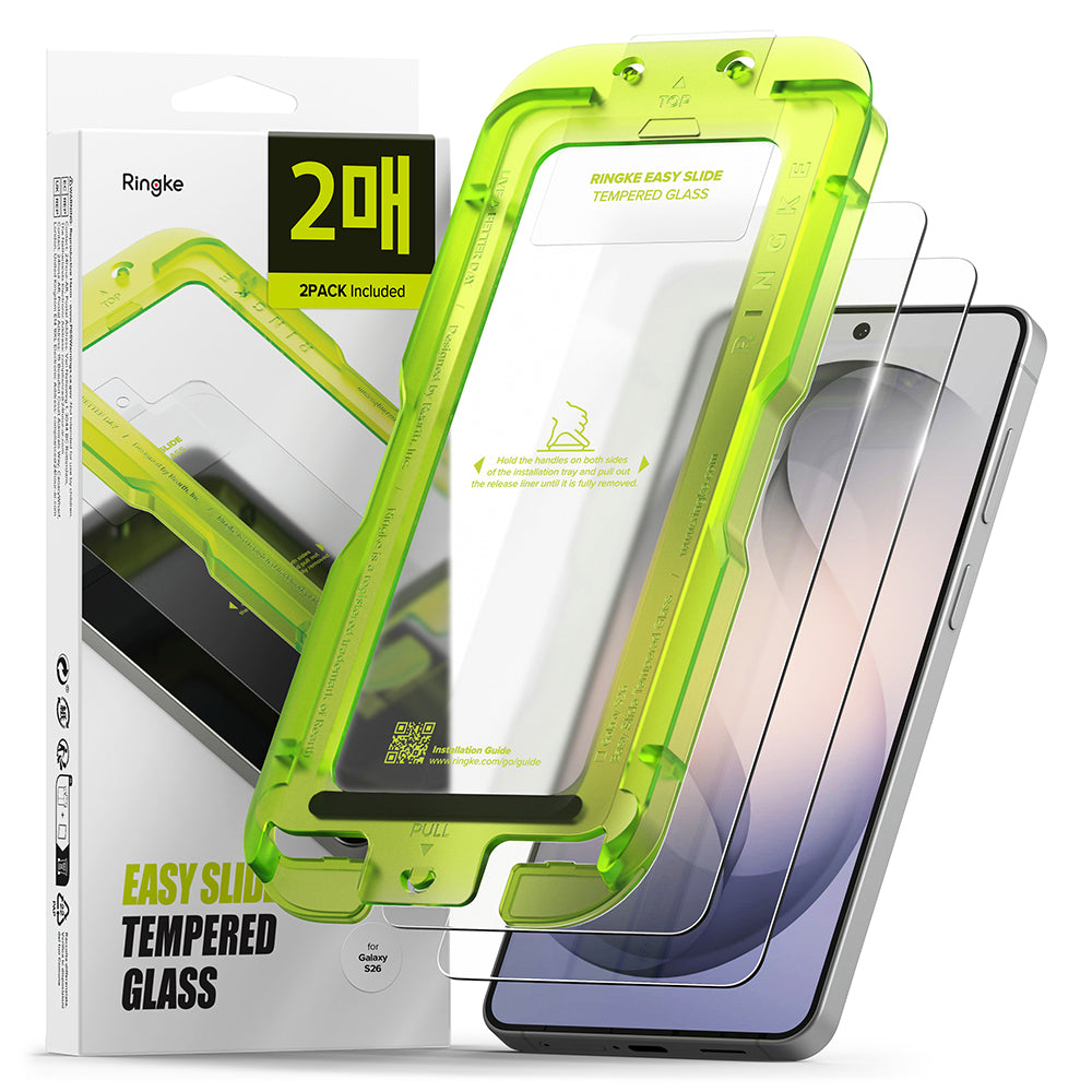 Película Protetora de Ecrã Ringke Easy Slide para Samsung Galaxy S26 S942, Vidro Temperado, Colagem Total, Conjunto de 2 Peças