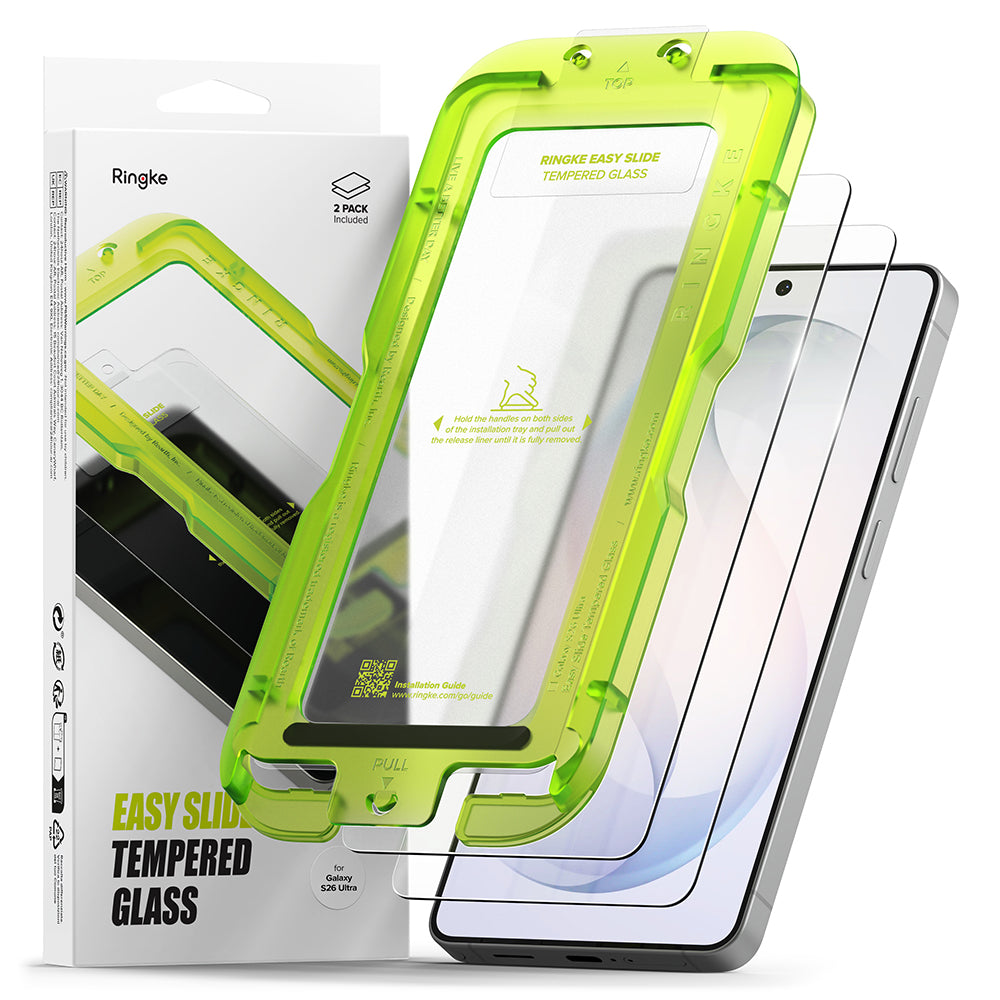 Película Protetora de Ecrã Ringke Easy Slide para Samsung Galaxy S26 Ultra S948, Vidro Temperado, Colagem Total, Conjunto de 2 peças