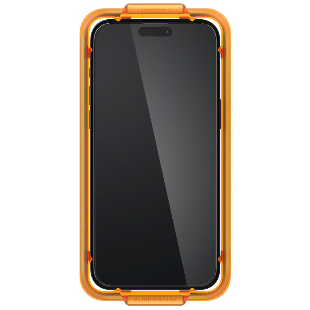 Película Protetora de Ecrã Spigen GlastR Align Master para Apple iPhone 15, Vidro Temperado, Full Glue, Conjunto de 2 peças, Preta AGL06906