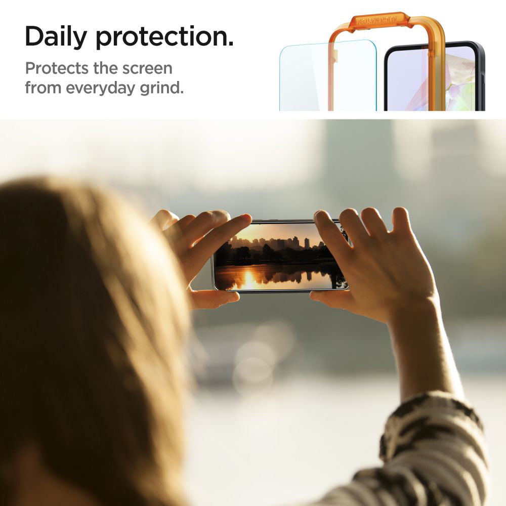 Película Protetora de Ecrã Spigen GlastR Align Master para Samsung Galaxy M35 / A35 5G A356, Vidro Temperado, Colagem Total, Conjunto de 2 peças AGL07772