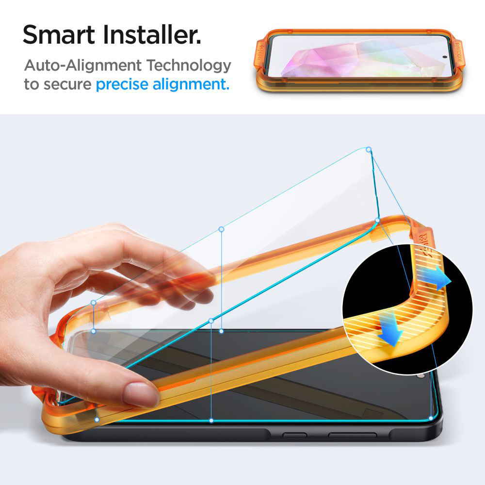 Película Protetora de Ecrã Spigen GlastR Align Master para Samsung Galaxy M35 / A35 5G A356, Vidro Temperado, Colagem Total, Conjunto de 2 peças AGL07772