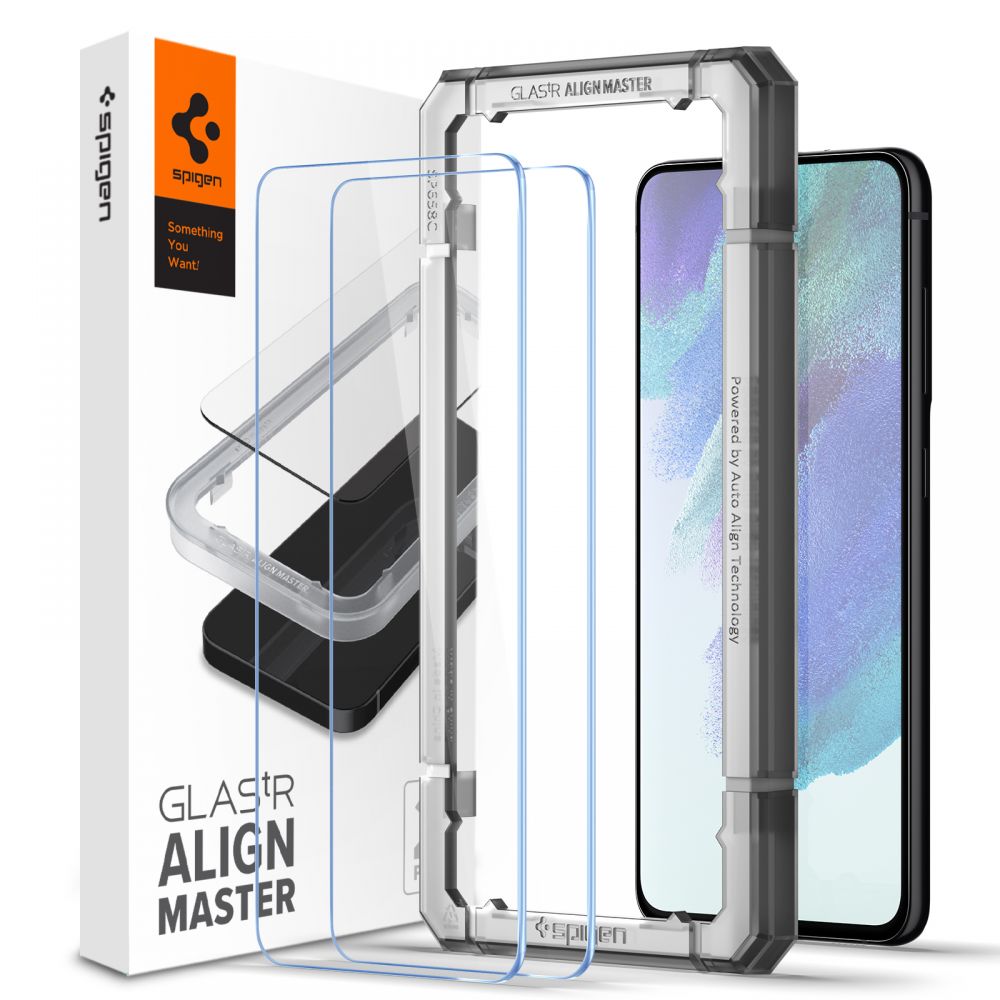 Película Protetora de Ecrã Spigen GlastR Align Master para Samsung Galaxy S21 FE 5G G990, Vidro Temperado, Colagem Completa, Conjunto de 2 peças AGL03088