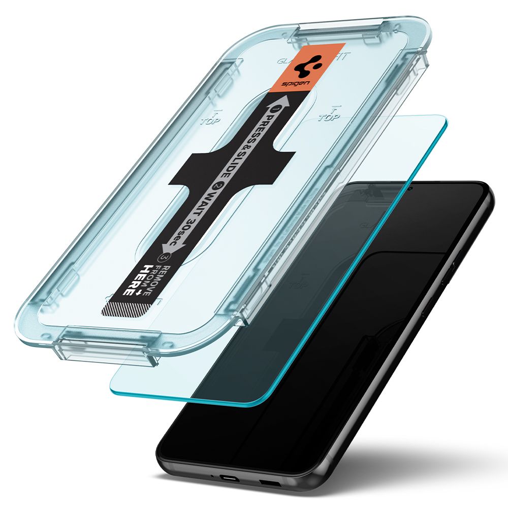 Película protetora de ecrã Spigen GlastR EZ FIT para Samsung Galaxy S22 5G S901, Vidro Temperado, Cola Total, Conjunto de 2 unidades AGL04151