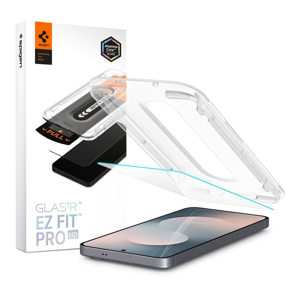 Película Protetora de Ecrã Spigen GlastR EZ FIT Pro HD para Samsung Galaxy S25 FE, Vidro Temperado, Full Glue AGL10203