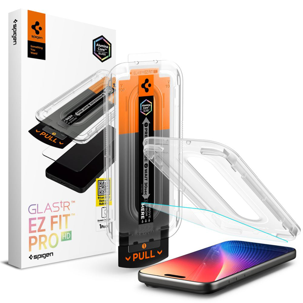 Película Protetora de Ecrã Spigen GlastR EZ FIT Pro para Apple iPhone 17 Pro / 17 / 16 Pro, Vidro Temperado, Colagem Total