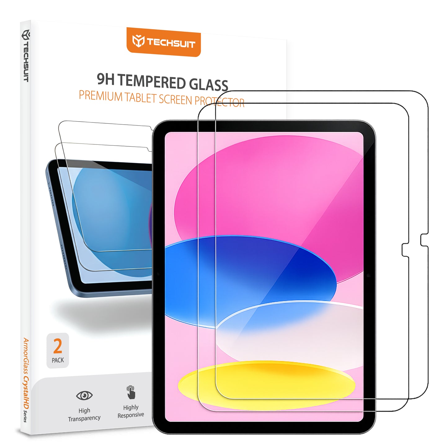 Película Protetora de Ecrã Techsuit ArmorGlass CrystalHD para Apple iPad (2025) / (2022), Vidro Temperado, Full Glue, Conjunto de 2 peças