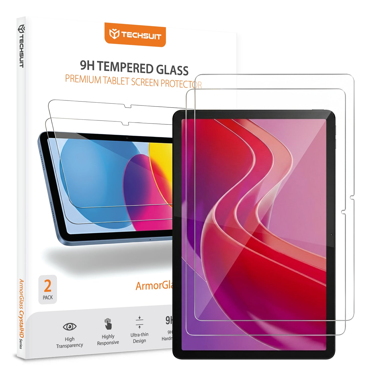 Película Protetora de Ecrã Techsuit ArmorGlass CrystalHD para Lenovo Tab M11, Vidro Temperado, Full Glue, Conjunto de 2 peças.