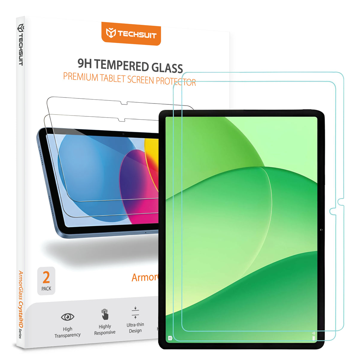 Película Protetora de Ecrã Techsuit ArmorGlass CrystalHD para OnePlus Pad Lite / Oppo Pad SE, Vidro Temperado, Full Glue, Conjunto de 2 peças