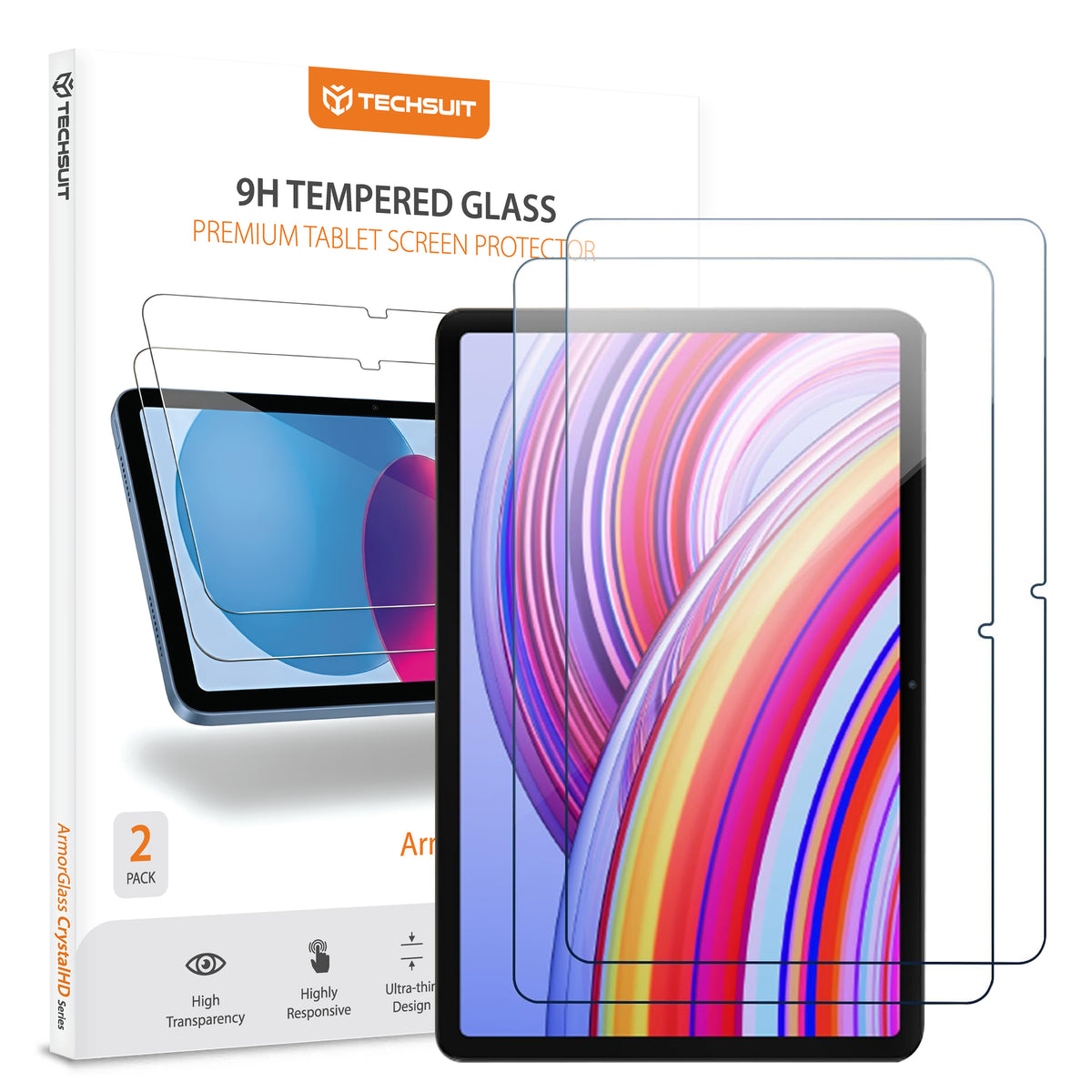Película Protetora de Ecrã Techsuit ArmorGlass CrystalHD para Xiaomi Redmi Pad Pro / Pad Pro 5G / Poco Pad, Vidro Temperado, Full Glue, Conjunto de 2 peças.