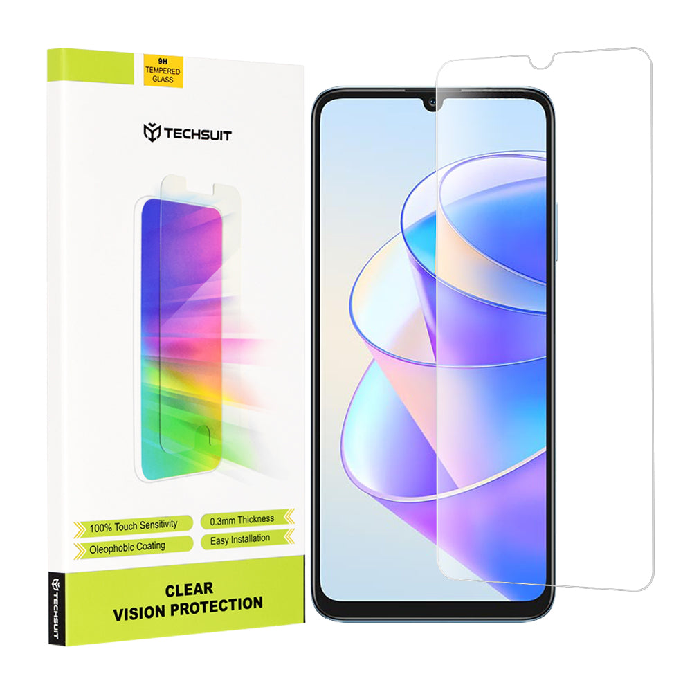 Película Protetora de Ecrã Techsuit Clear Vision para Honor X7a, Vidro Temperado, Colagem Total