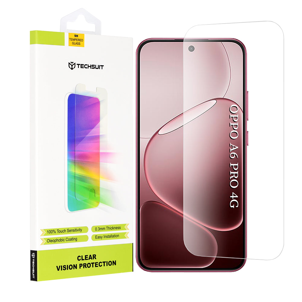 Película Protetora de Ecrã Techsuit Clear Vision para Oppo A6 Pro 5G / A6 Pro 4G, Vidro Temperado, Colagem Total