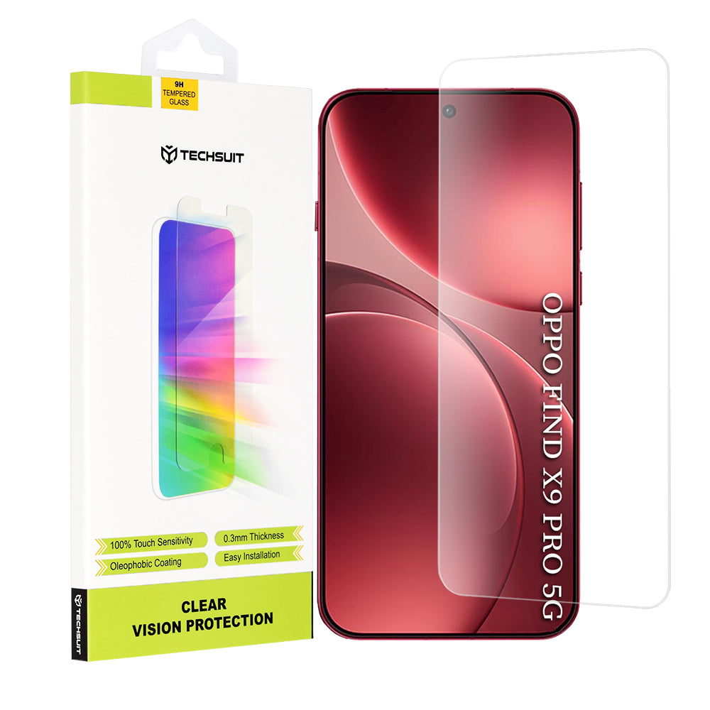 Película Protetora de Ecrã Techsuit Clear Vision para Oppo Find X9 Pro, Vidro Temperado, Full Glue
