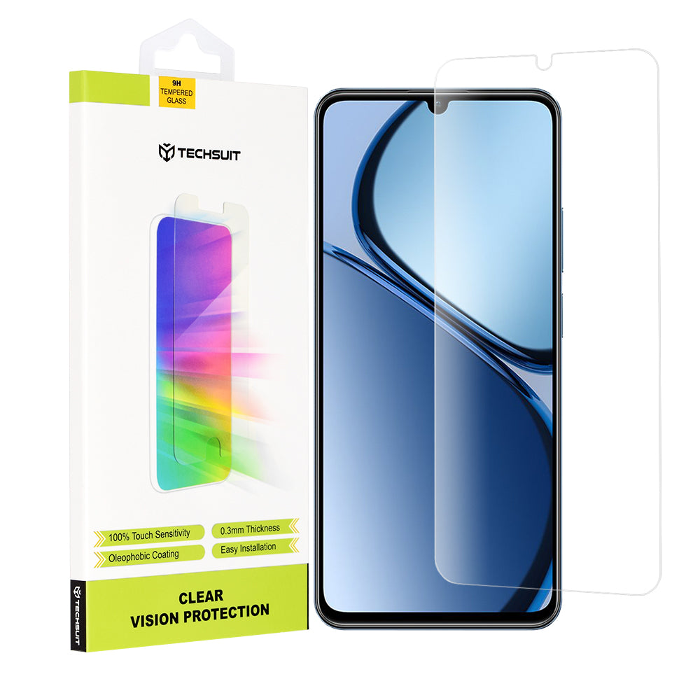 Película Protetora de Ecrã Techsuit Clear Vision para Realme C63 / C61, Vidro Temperado, Colagem Total