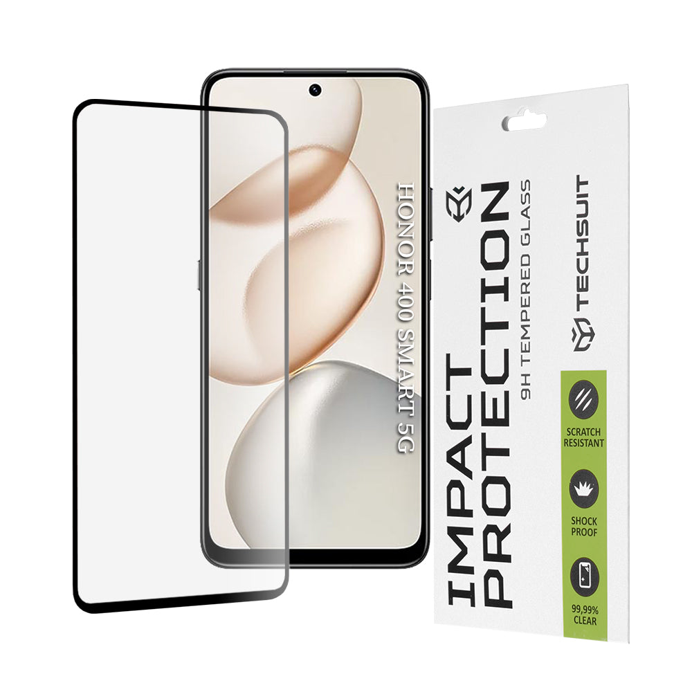 Película de Proteção de Ecrã Techsuit para Honor 400 Smart 4G / X7d 4G / 400 Smart 5G / X7c / 200 Smart, Vidro Temperado, Full Glue, 111D, Preta