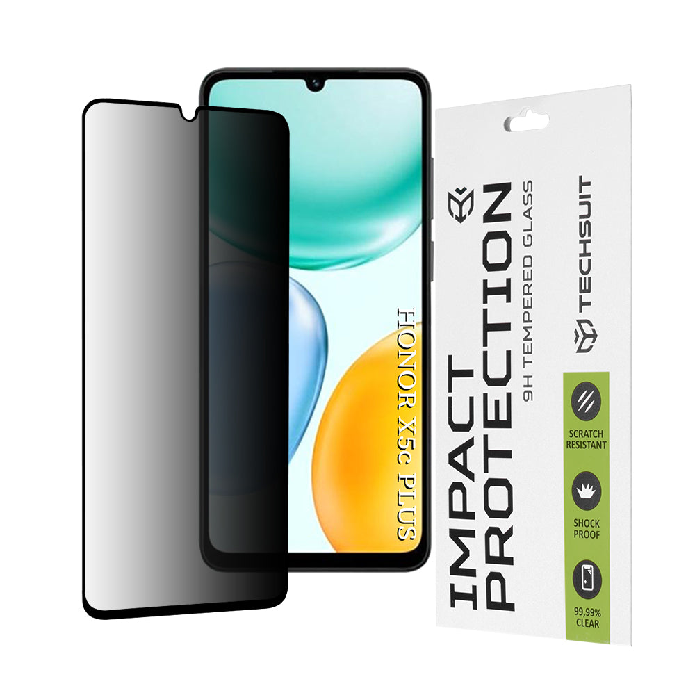 Película de Proteção de Ecrã Privacy Techsuit para Honor X5c Plus, Vidro Temperado, Full Glue, 111D