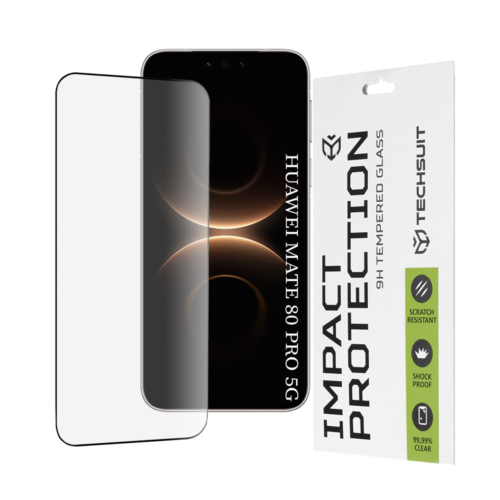 Película de Proteção de Ecrã Techsuit para Huawei Mate 80 Pro, Vidro Temperado, Full Glue, 111D, Preta