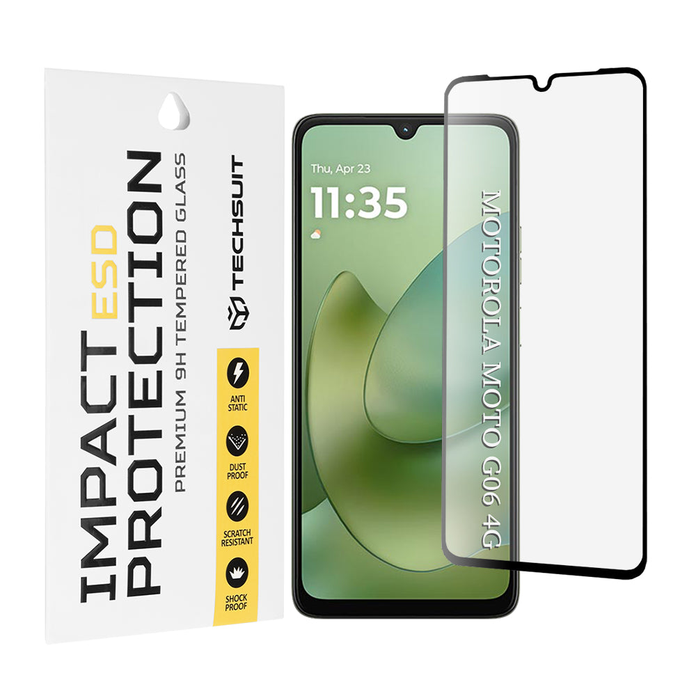 Película de Proteção de Ecrã Techsuit para Motorola Moto G06 Power / G06, Vidro Temperado, Full Glue, Preta